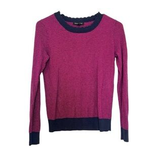 2/$30 Banana Republic - Pink & Navy Striped Ling Sleeve Waffle Knit Top Size XS